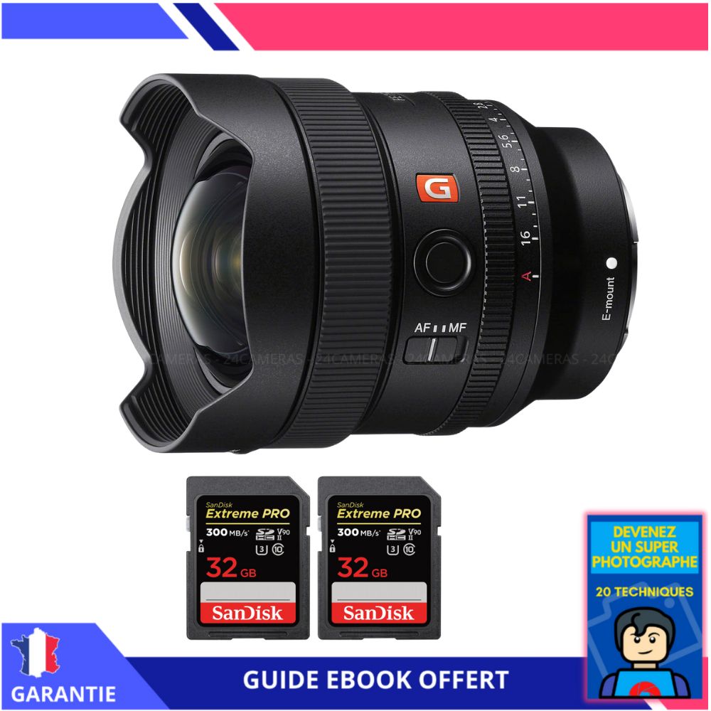 Sony FE 14mm f/1.8 GM Lens + 2 SanDisk 32GB UHS-II 300MB/s Cards + 'Become a Super Photographer' Ebook - Sony Hybrid Camera Lens