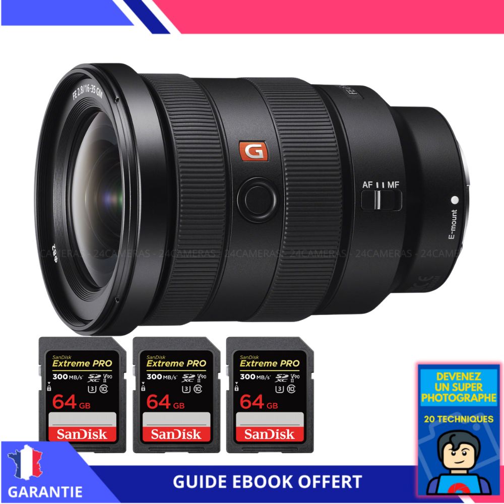Sony FE 16-35mm f/2.8 GM Lens + 3 SanDisk 64GB UHS-II Cards + Ebook - Sony Full Frame Lens