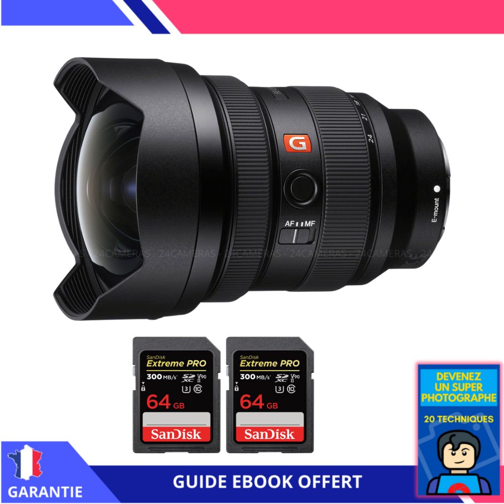 Sony FE 12-24mm f/2.8 GM Lens + 2 SanDisk 64GB UHS-II Cards + 'Become a Super Photographer' Ebook - Sony Full Frame Lens