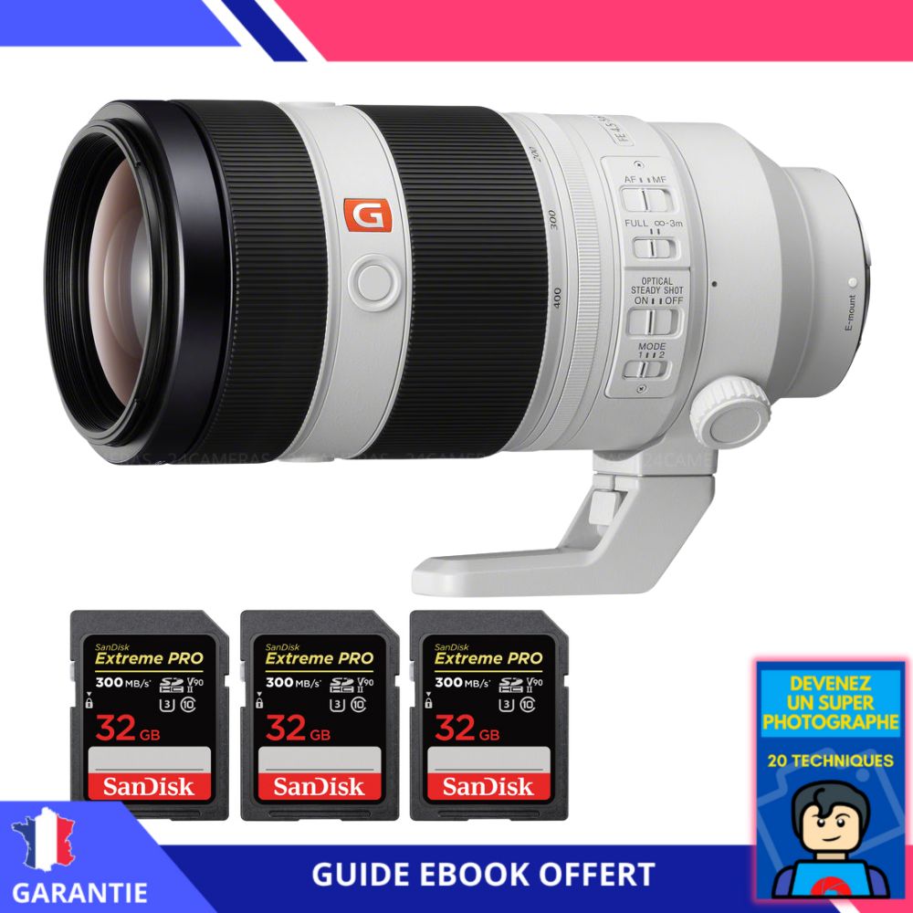 Sony FE 100-400mm f/4.5-5.6 GM OSS Lens + 3 SanDisk 32GB UHS-II Cards + 'Become a Super Photographer' Ebook - Sony Full Frame Lens