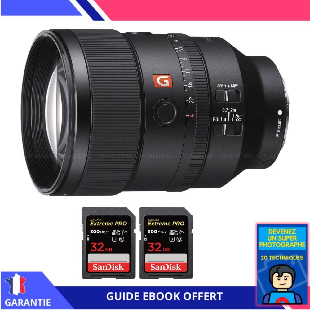 Sony FE 135mm f/1.8 GM Lens + 2 SanDisk 32GB UHS-II Cards + 'Become a Super Photographer' Ebook - Sony Full-Frame Lens