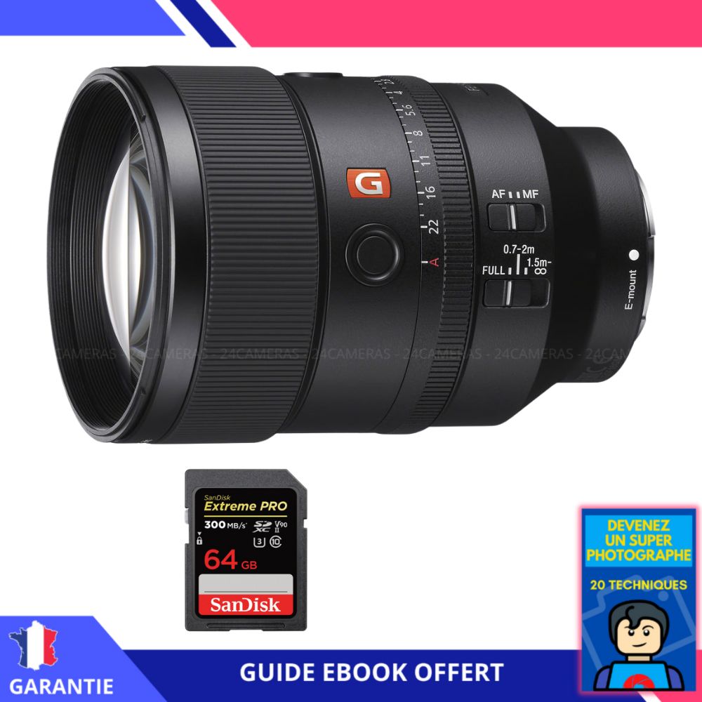 Sony FE 135mm f/1.8 GM + SanDisk 64GB UHS-II 300MB/s + Ebook 'Devenez Un Super Photographe' - Sony Hybrid Camera Lens