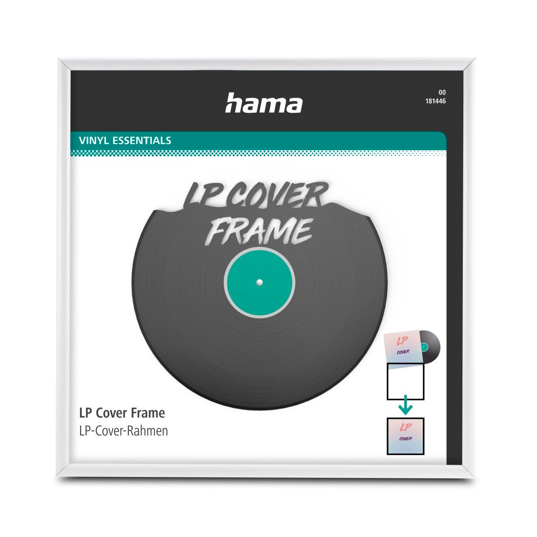 Hama 33 RPM Pocket Disk Frame, Aluminum, Black, 12.5 x 12.5 inches
