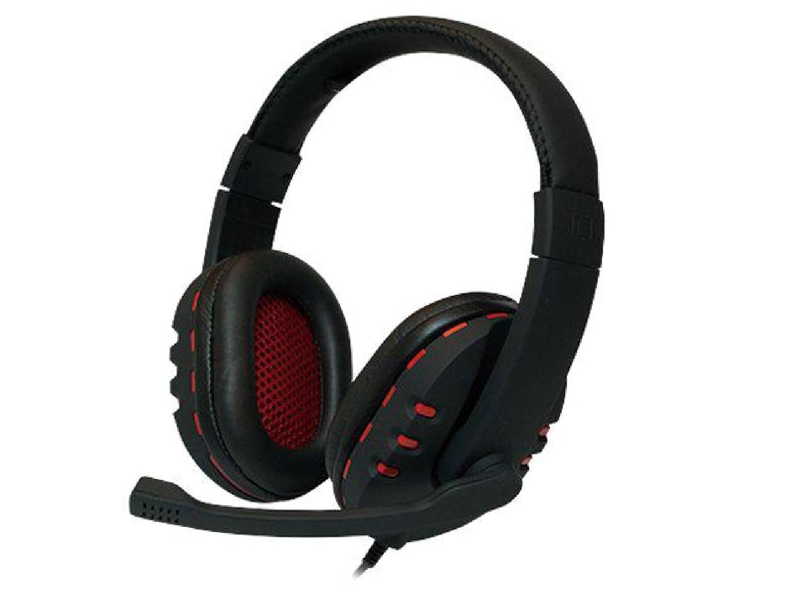 ADNAuto Gaming Headset with Microphone - 2.2m Cable - 106dB Sensitivity - Red and Black