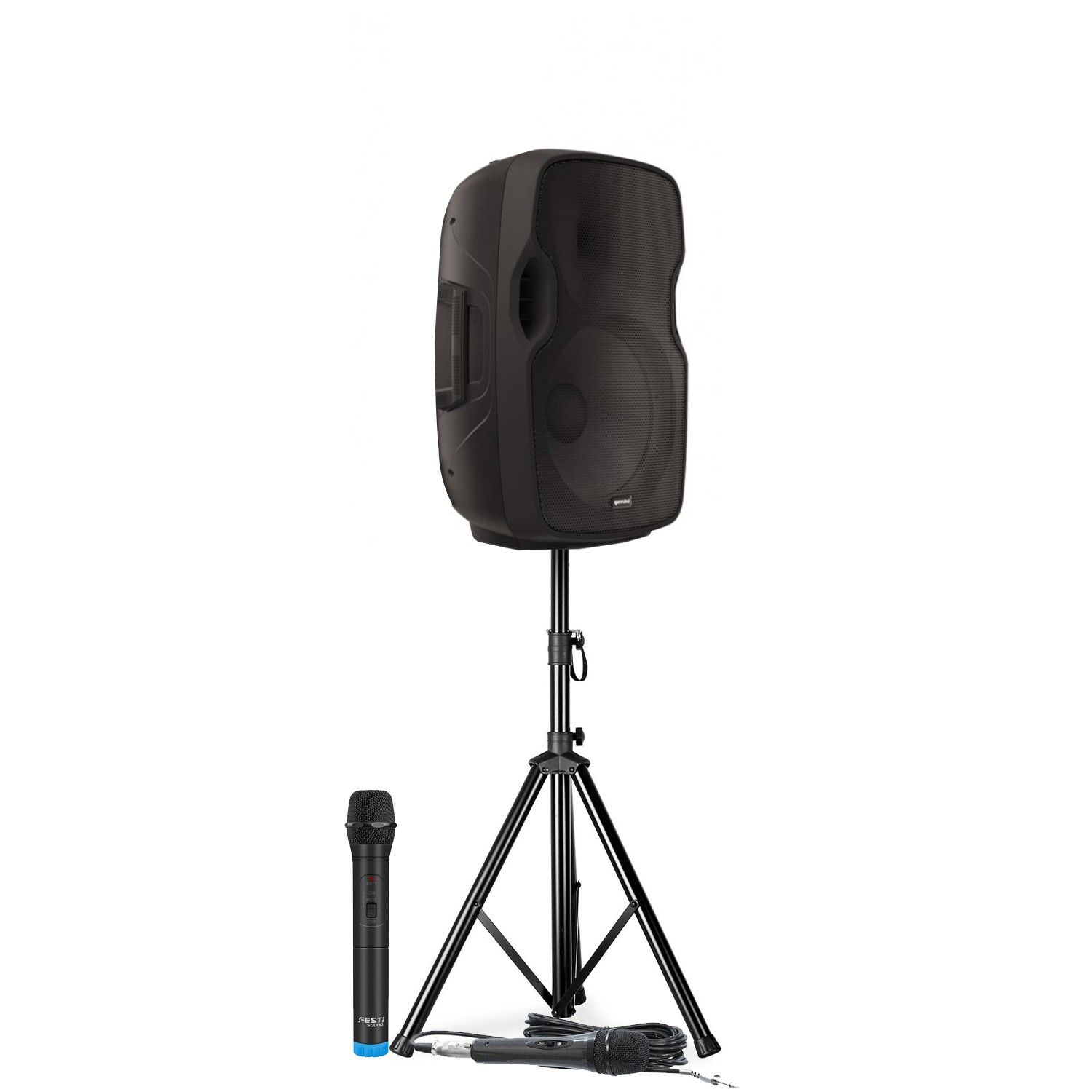 Gemini AS 08 Togo Active Battery-Powered Speaker - 500W - 2 Micros, USB/Bluetooth/AUX/SD, DJ Sound System with Stand
