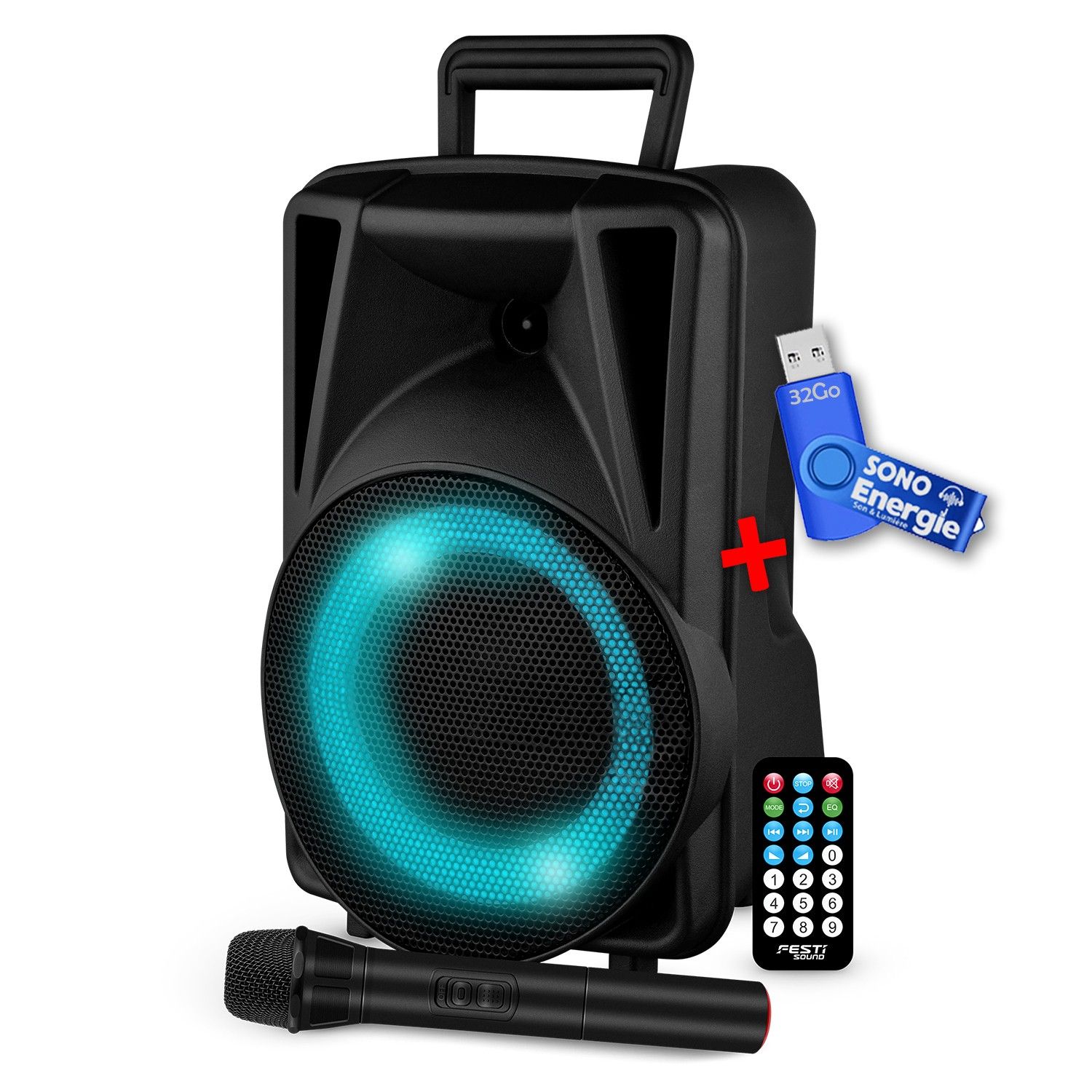 Festisound Festi08 8-Inch Bluetooth Speaker with LED Ring Effect