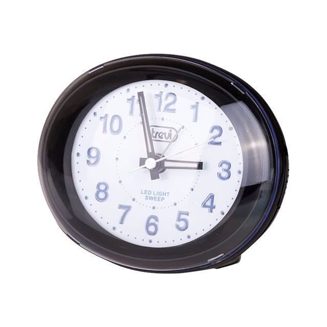 Trevi SL 3052 Quartz Oval Desk Alarm Clock, Black