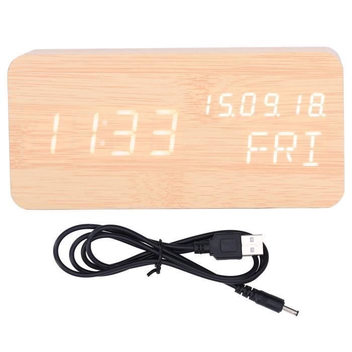 YOSOO Sound Control Digital LED Alarm Clock with Wood Case and 3 Light Modes