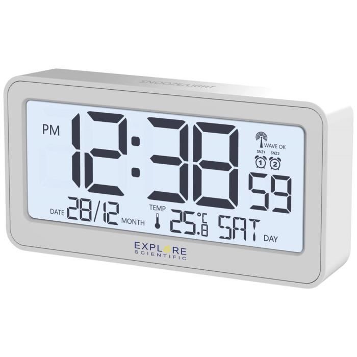 Explore Scientific RDC1000 Radiowakeup Clock, Matte White