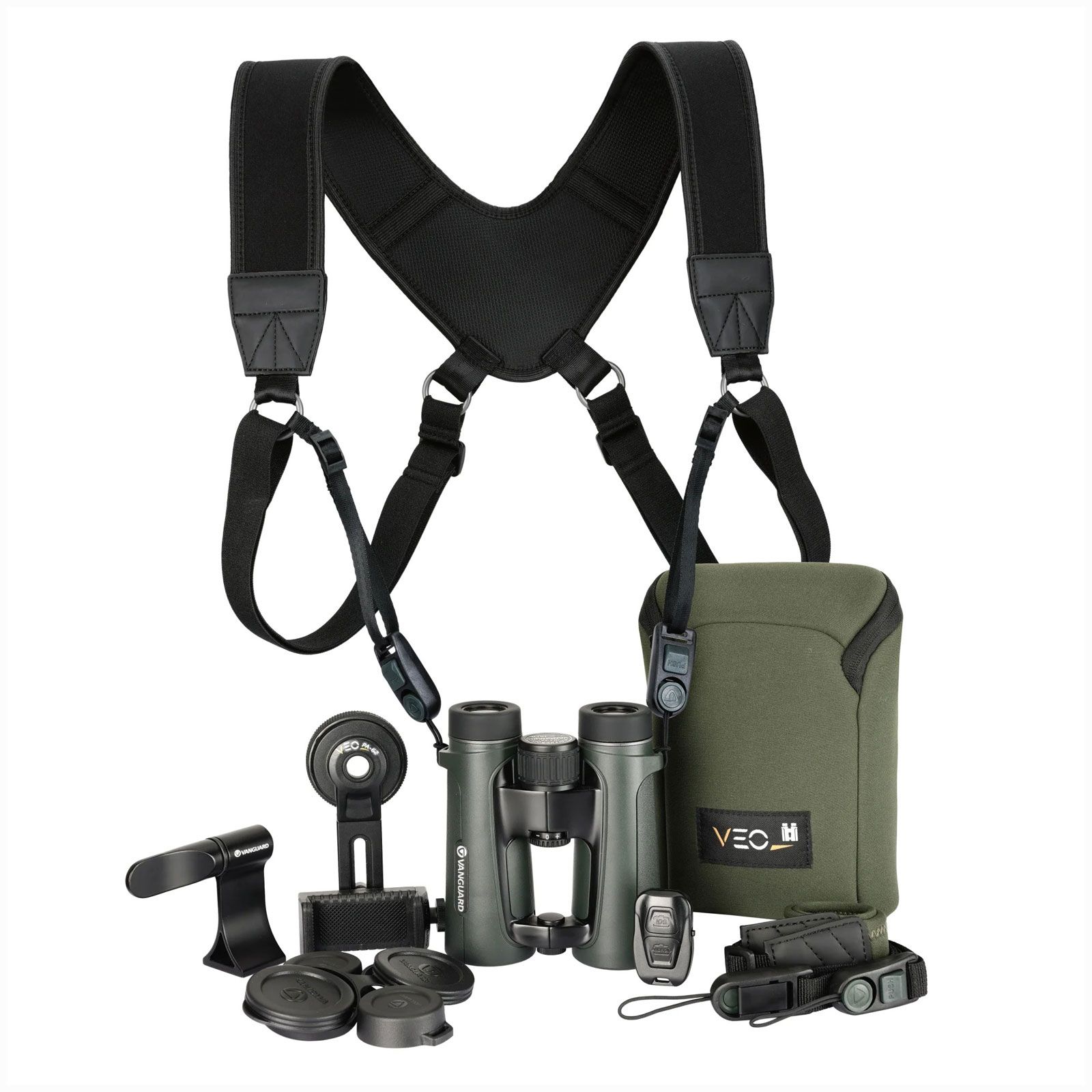 Binoculares Vanguard VEO HD IV 10x42 + Arnes VEO Optic Guard + Kit Digital VEO