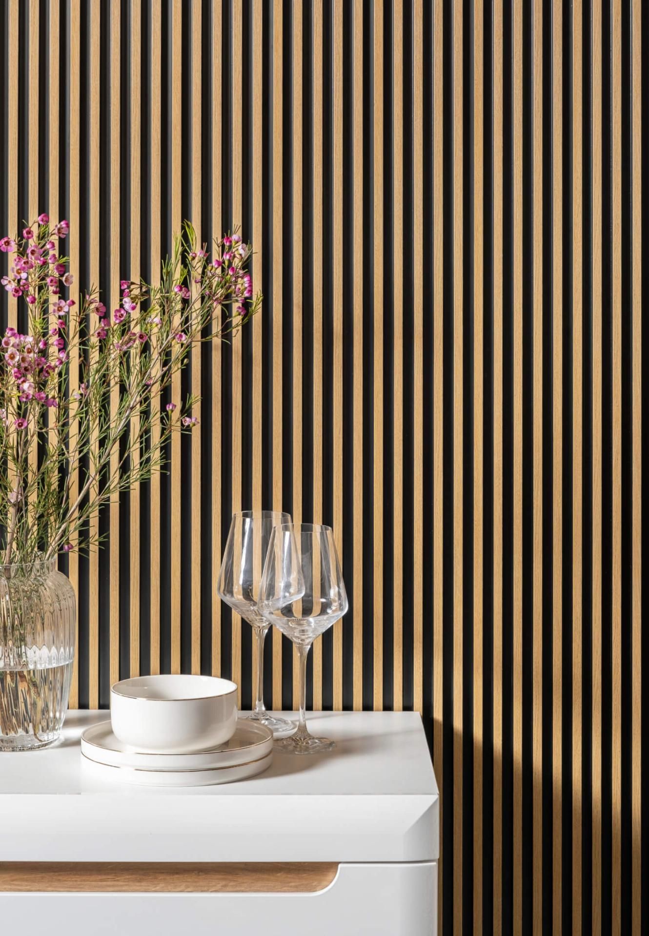 SARMIS Wood Beadboard Acoustic Panel - 270x12.1x2 cm, Light Cherry