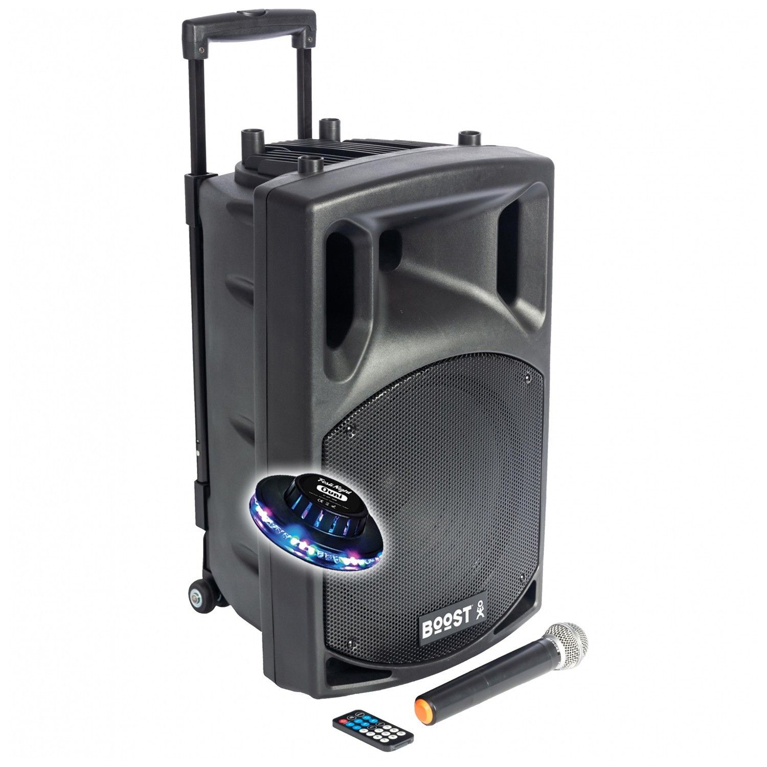 BMI BOOST150VHF-BT Portable Active Speaker - 800W - 15/38CM with USB-MP3, REC, VOX, Bluetooth, 1 VHF Microphone, UFO Light