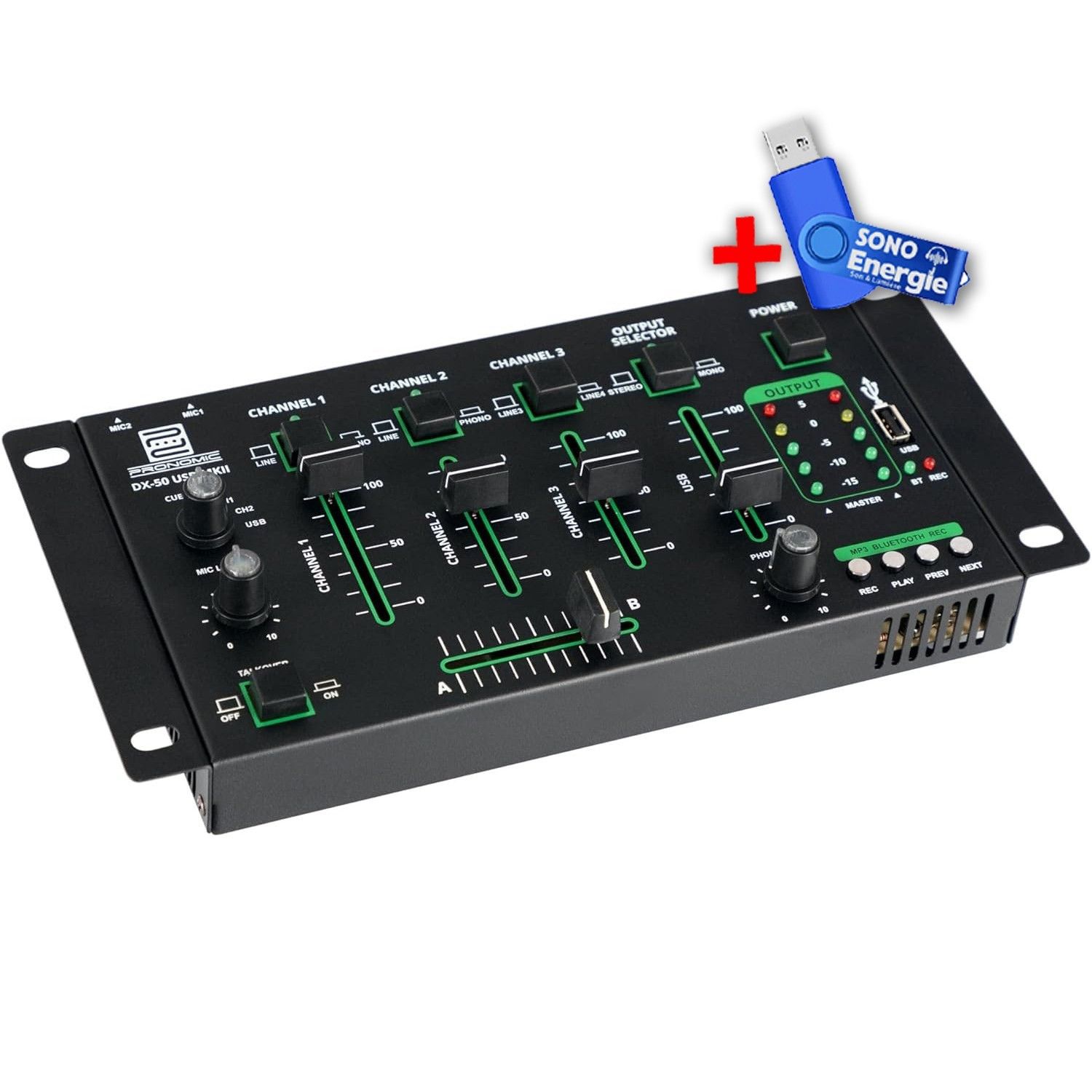 Mezclador DJ Pronomic DX-50 USB MKII de 4 canales con Bluetooth y función de conversación