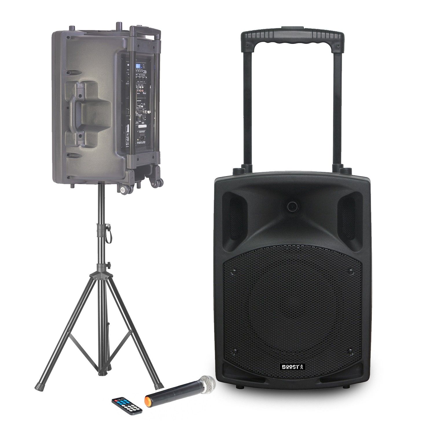BMI Active Speaker SONO DJ BOOST150VHF-BT - 800W - 15/38CM with USB-MP3, REC, VOX, BLUETOOTH, 1 VHF MICRO, STAND