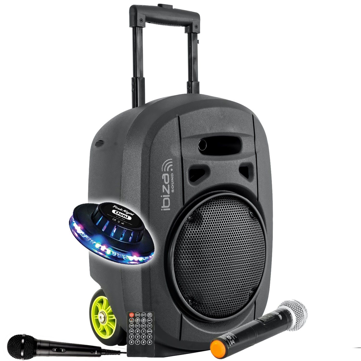 Haut-parleur portable actif IBIZA SOUND PORT8VHF-MKII-TWS, 8'' 400W USB Bluetooth TWS avec micros et lumière LED