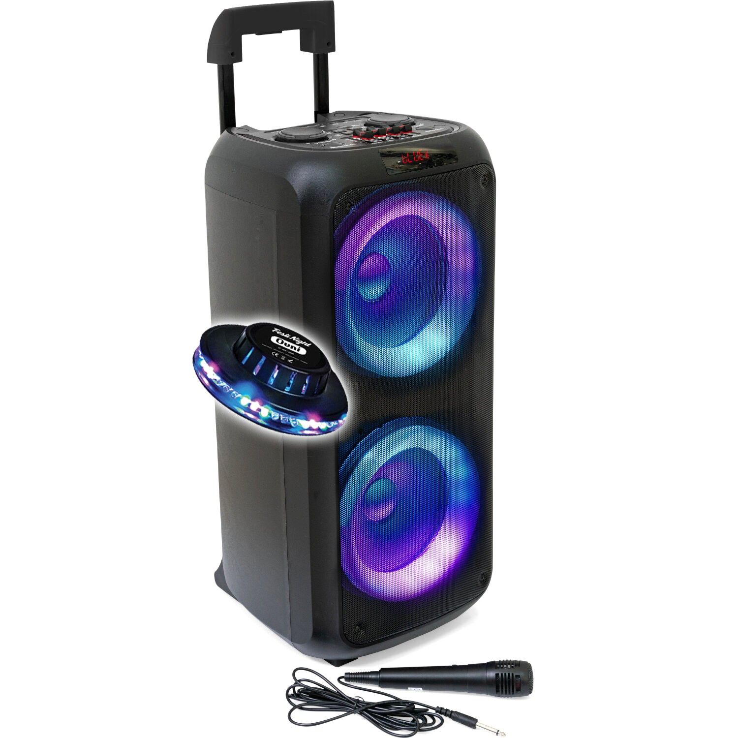 BMI Ibiza Venus 600 Active Speaker - 8"/20cm Light-Up Karaoke Bluetooth Sound System, Built-in Battery