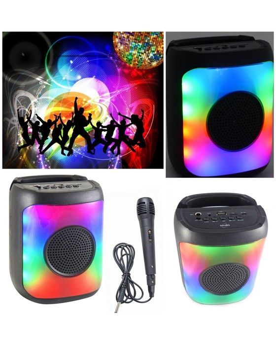 Inovalley KA-FIRE Portable Speaker - 20W Bluetooth 5.0 - FM Radio - Karaoke with RGB LED