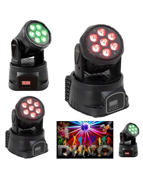 Pack de 2 Mini Lámparas LED Fonestar W2MOV-72L - 7x10W RGBW - DMX Maestro/Esclavo