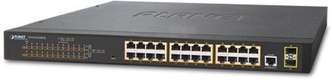 PLANET GS-4210-24P2S - Managed Switch - 24x Gigabit Ethernet (PoE+), 2 x Gigabit SFP, Rack Mountable, PoE+ (300W)
