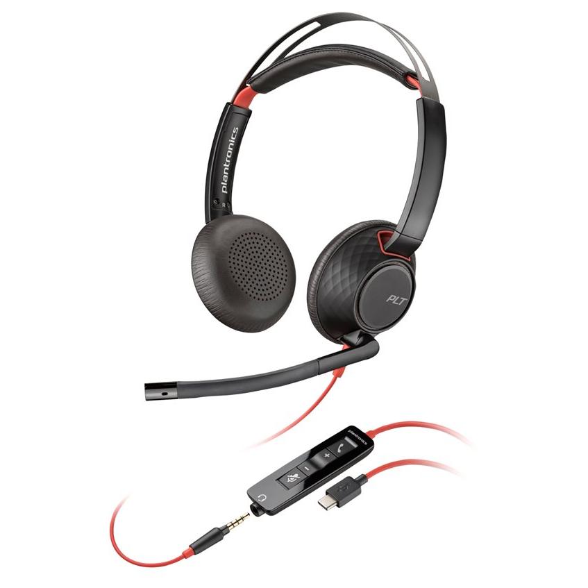HP Blackwire C5220 - Blackwire 5200 Series Headset - Over-the-Ear Wired USB-C & 3.5mm Jack Headset - Black