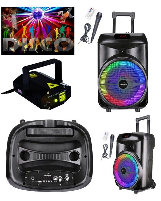 Altavoz portátil Inovalley - MSD KA122 - 700W - Bluetooth 5.0 - Karaoke - Luces LED RGB