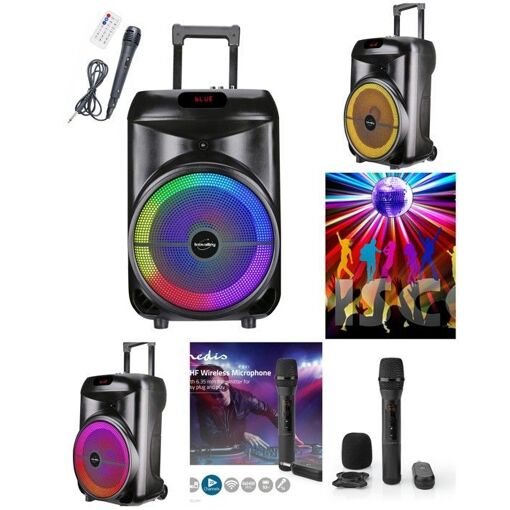 Altavoces portátiles para karaoke Inovalley - 700W - Bluetooth 5.0 - Lámparas LED RGB - Micrófono inalámbrico