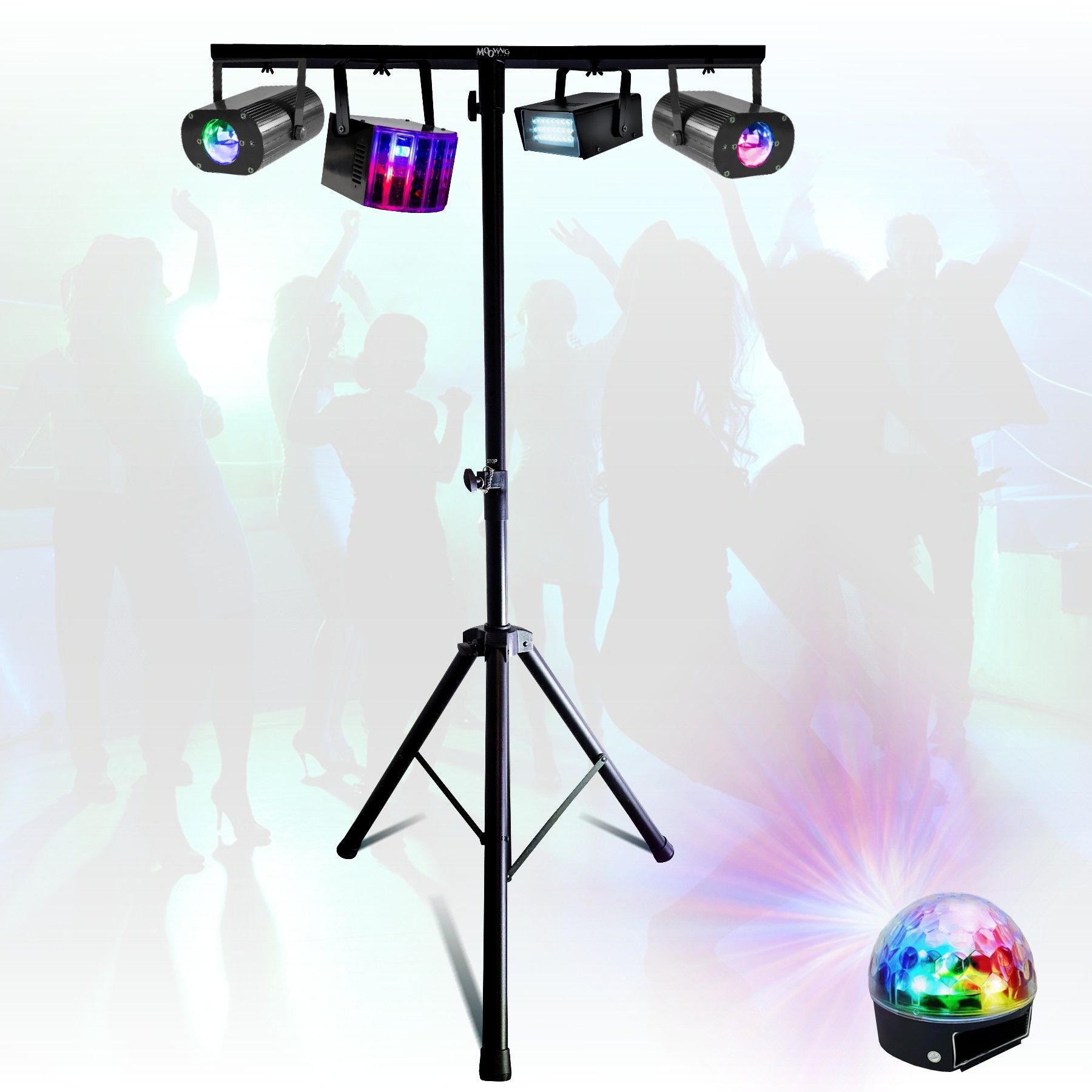 Pack Lumière et Son Mooving Light & Sound ML-SUPPORT-DJLIGHT - 5 Jeux de Lumière Astro Strobe Derby LED