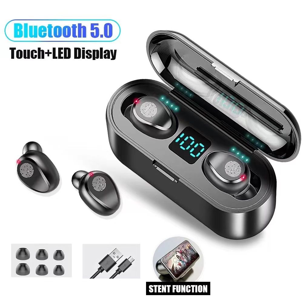 LOIDIS Bluetooth F9-34 Earbuds (Black, Bluetooth 5.3)