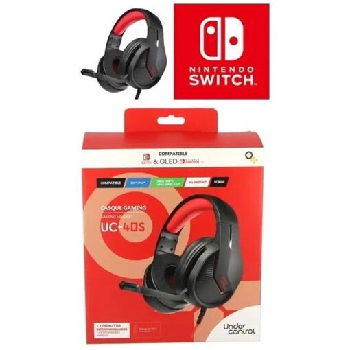 Auricular de juego Under Control Pro-SH3 - Rojo - Conectado por cable con micrófono ajustable