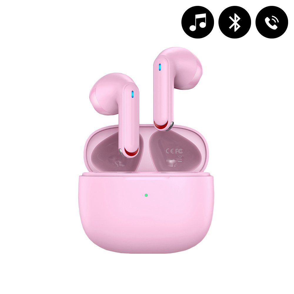 Auriculares Bluetooth Doble Micrófono Cancelador de Ruido BT 5.2 - Rosa