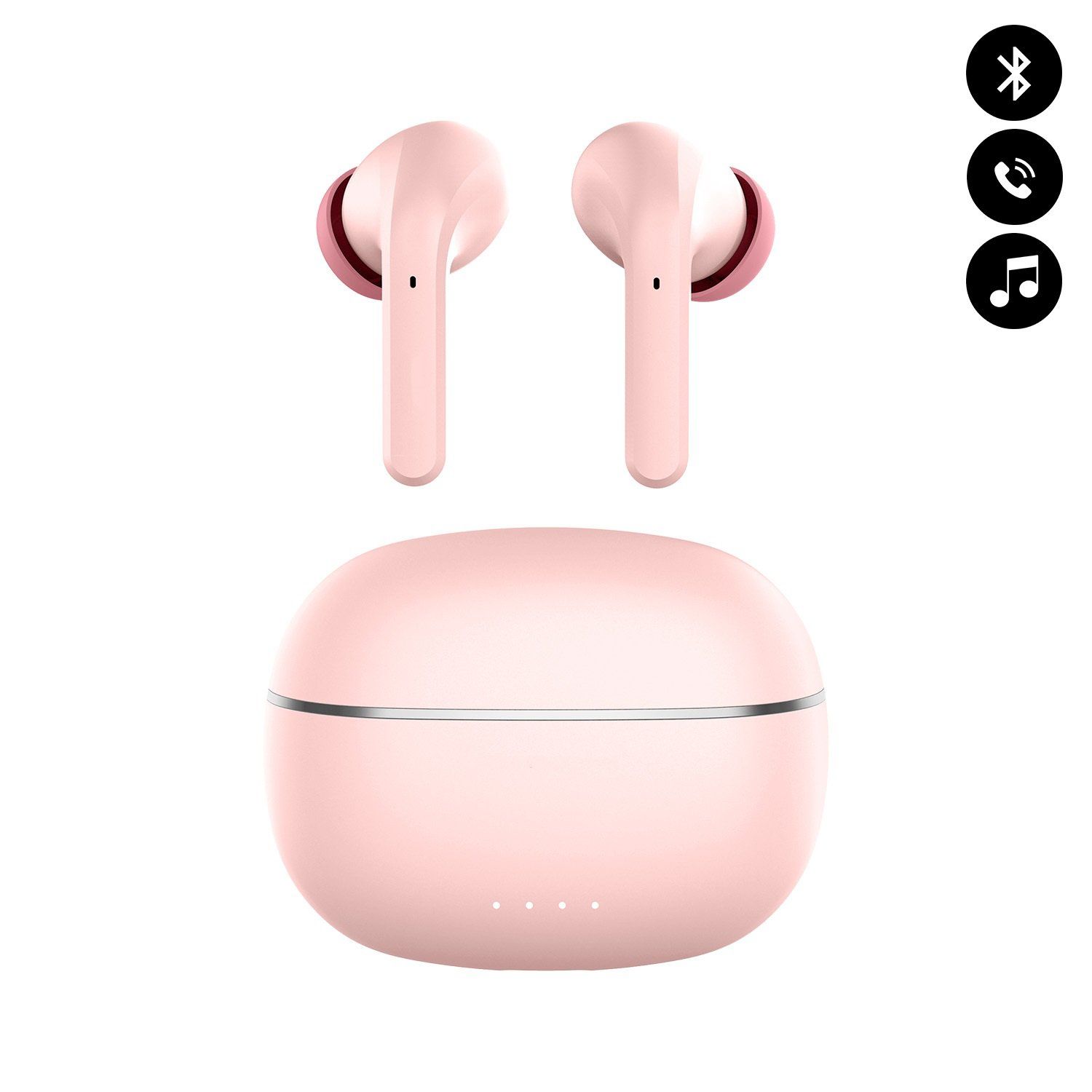 Auriculares Bluetooth intraurales Coquediscount con Indicador LED Rosa