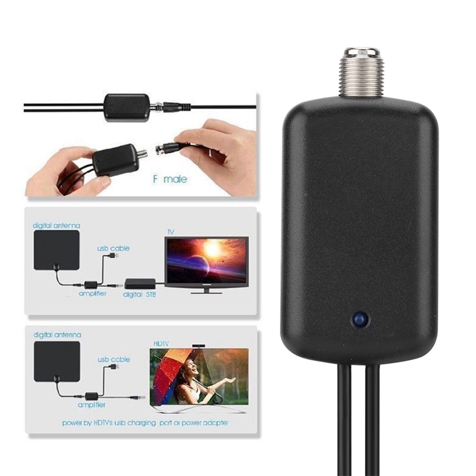 Amplificateur d'antenne TV D-Bleutop 25dB, amplificateur de signal intérieur, USB TV, canal à gain élevé