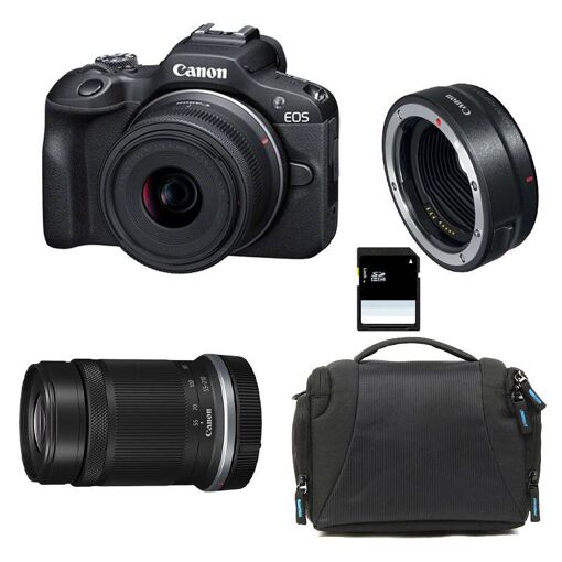 Canon EOS R100 + 2 Lentes (RF-S 18-45mm y RF-S 55-210mm) + 3 Años de Garantía + Bolsa + Tarjeta SD 8GB