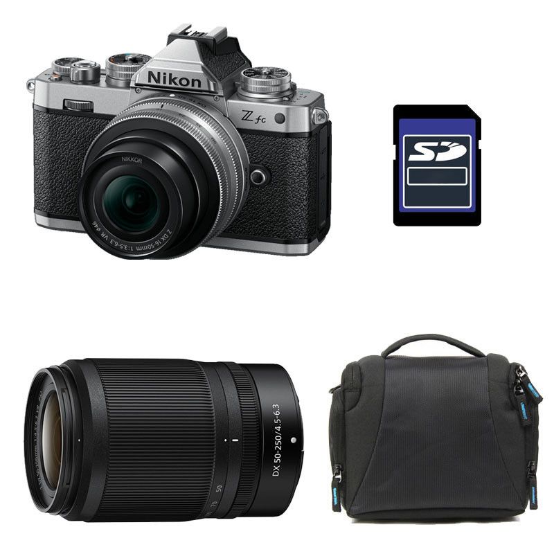 Nikon Z fc + Nikkor Z 16-50mm f/3.5-6.3 VR Silver + Nikkor Z 50-250mm f/4.5-6.3 VR + 3-Year Warranty + Bag + 8GB SD Card