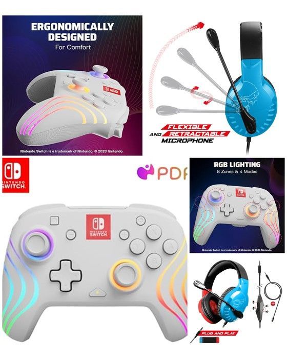 PDP Nintendo Pro-H3 Wireless Gaming Headset - Red and Blue