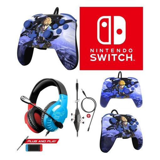 Casque stéréo PDP Edition Pro-H3 pour Nintendo Switch - Rouge et Bleu