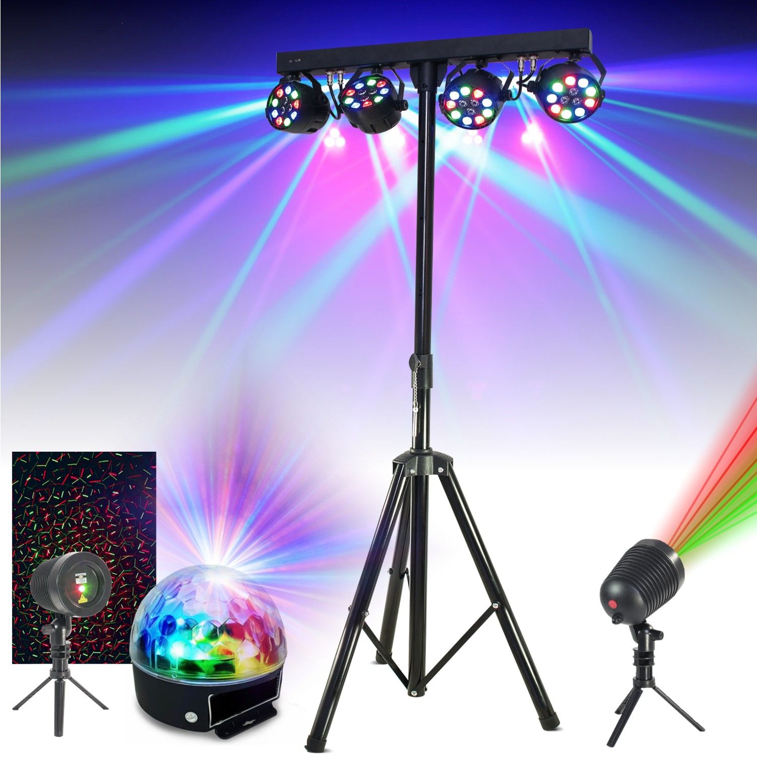 Kit de luz Boost LIGHT70 - 4 proyectores LED RGB, 2 juegos de luces de haz exterior, conjunto de luz de fiesta Astro