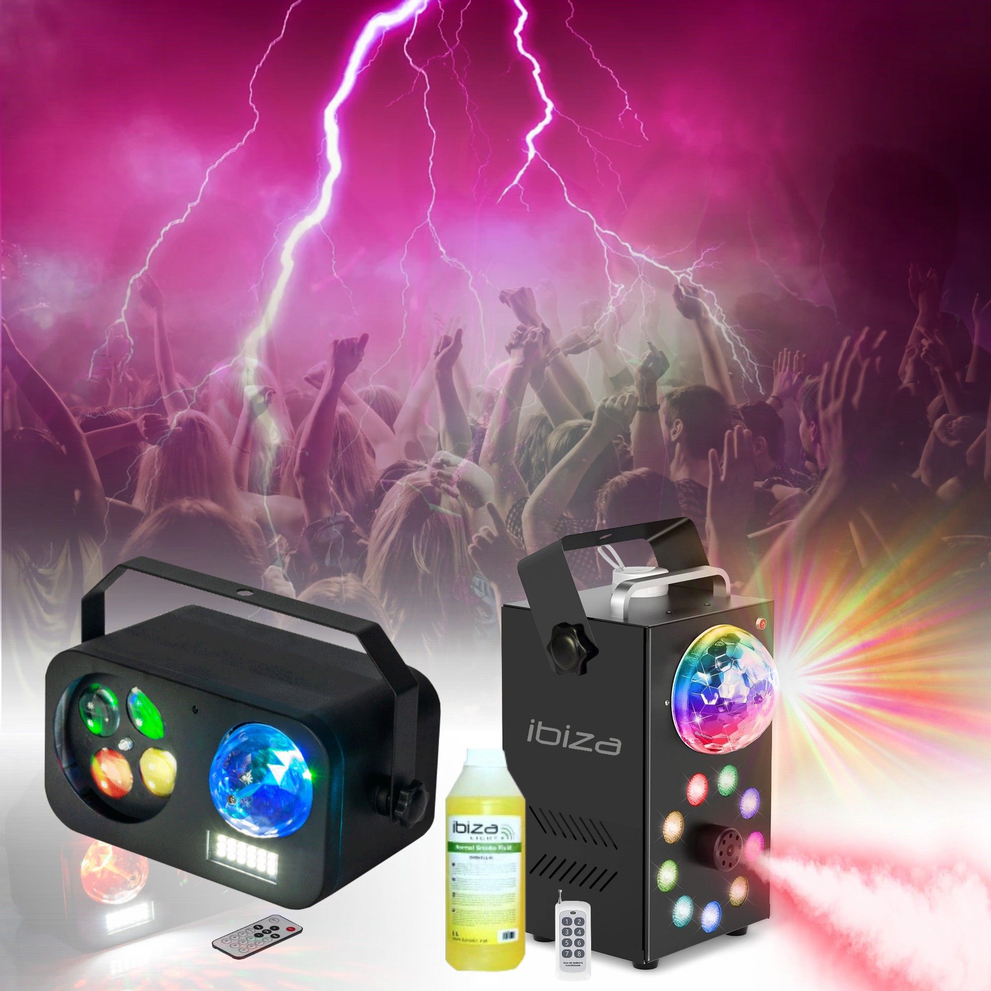 Kit de luces Ibiza Light IBIZA LIGHT - Juego de luz 3 en 1 con efecto Gobo, Astro y Stroboscopio