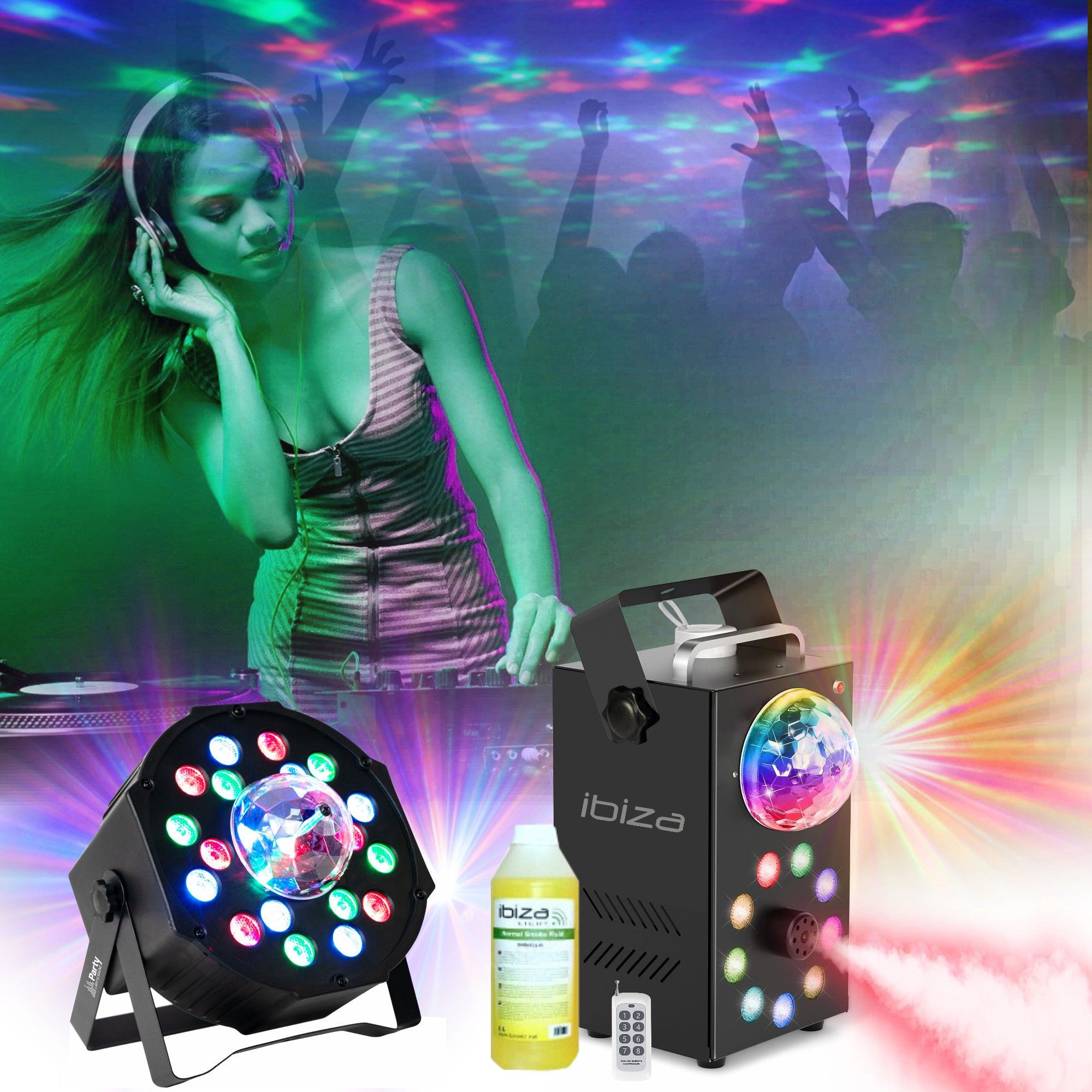 Kit Ibiza Light IBIZA LIGHT Party-PAR-Astro Proyector 2 en 1 y Máquina de Humo