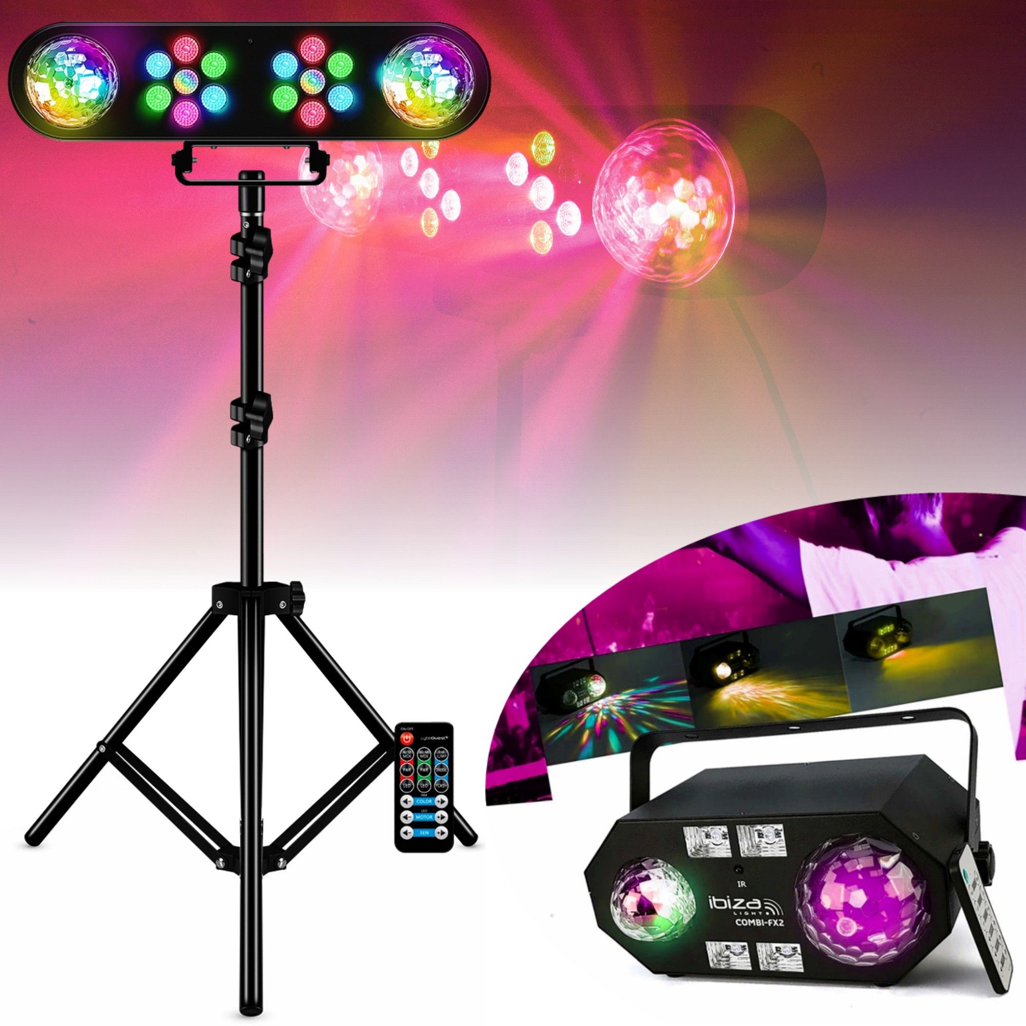 Kit de iluminación DJ MOOVING LIGHT & SOUND LEDBAR-ASTRO-RC con efectos combinados 4 en 1
