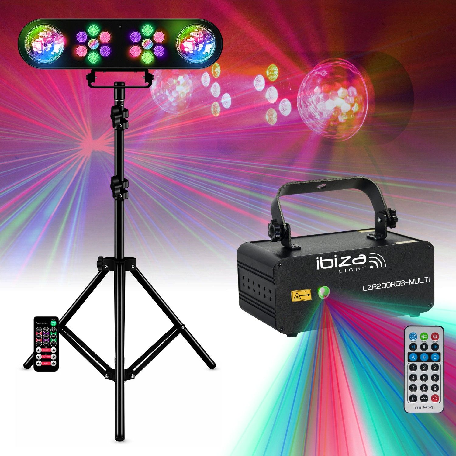 Sistema de iluminación láser portátil Ibiza Light DJ LZR200RGB-MULTI