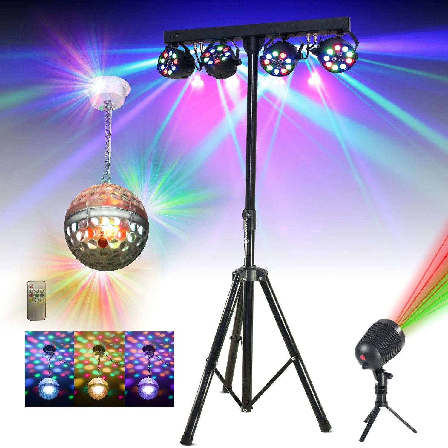 Kit de iluminación DJ Boost - Proyectores de haces exteriores y bola disco LED ASTRO-BALL8