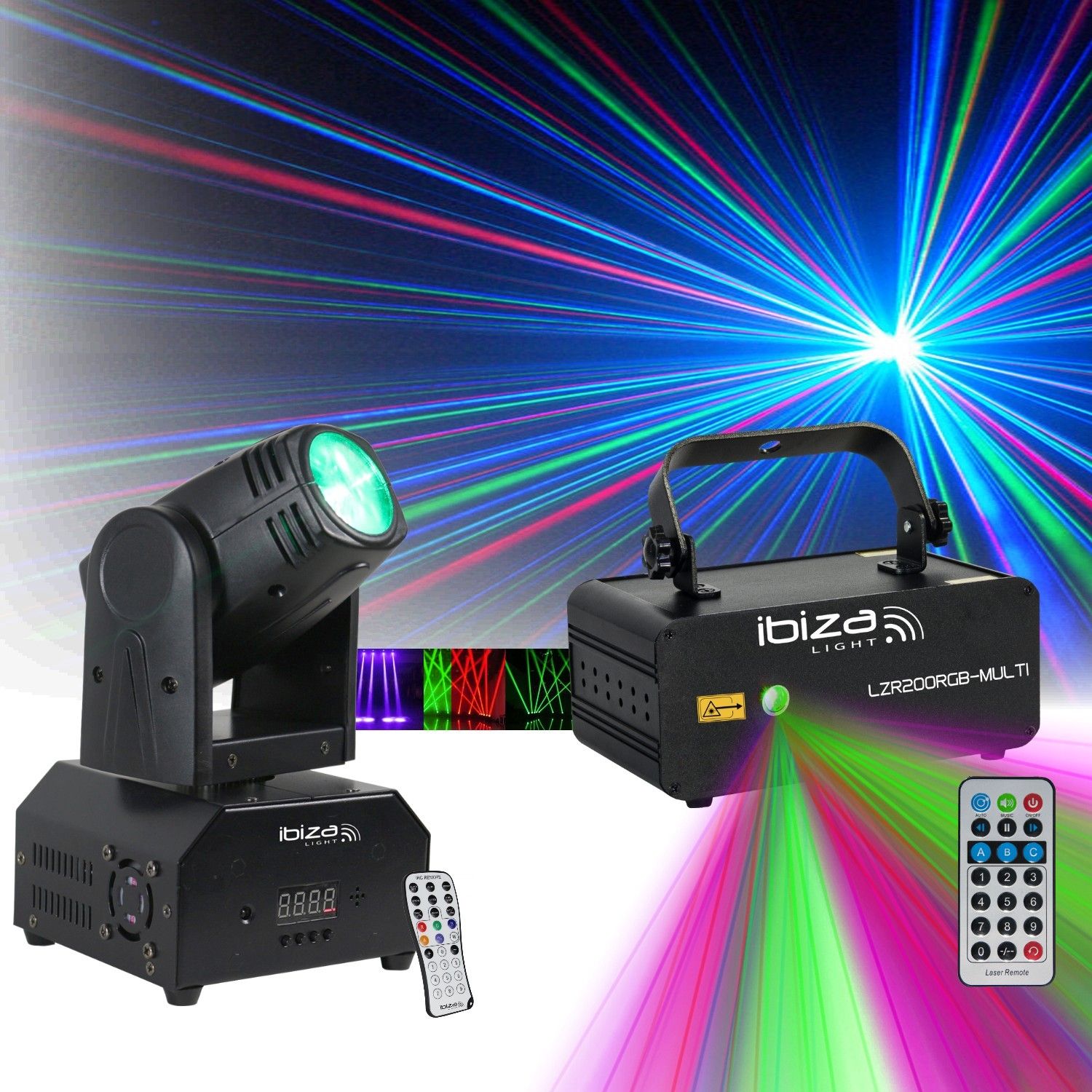 Kit Ibiza Luz LMH250-RC - Proyector LED y Láser para Ambiente de Fiesta y Discoteca