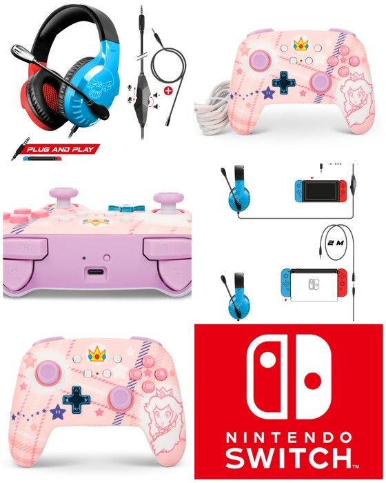 POWER A Nintendo PRO-H3 Stereo Headset - Red and Blue