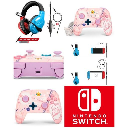 Casque stéréo POWER A Nintendo PRO-H3 - Rouge et Bleu