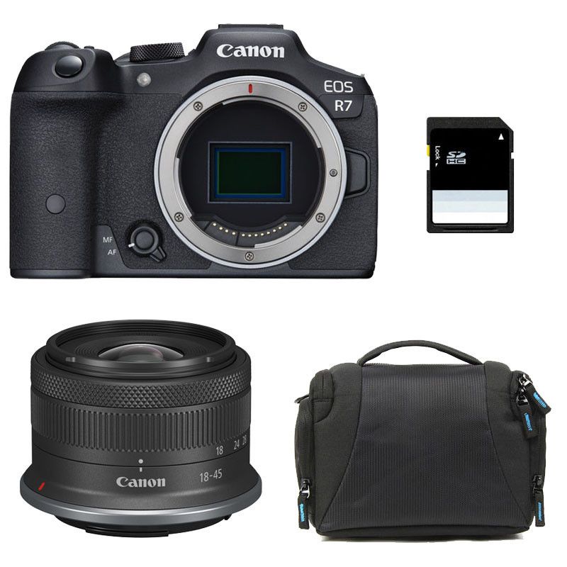 Canon EOS R7 + RF-S 18-45mm f/4.5-6.3 IS STM 3-Year Warranty + Bag + 8GB SD Card