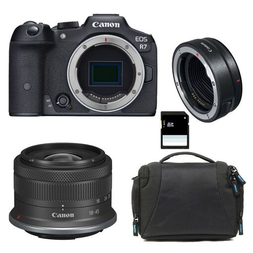 Canon EOS R7 + RF-S 18-45mm f/4.5-6.3 IS STM Garantie 3 ans + Sac + Carte SD 8 Go + Bague EF-EOS R