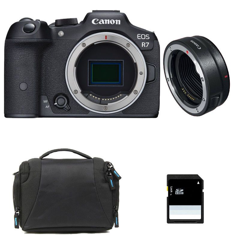 Canon EOS R7 3-Year Warranty + Bag + 8GB SD Card + EF-EOS R Ring