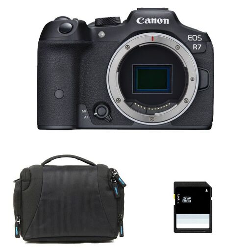 Canon EOS R7 Cámara híbrida con garantía de 3 años + Maleta + Tarjeta SD de 8 GB