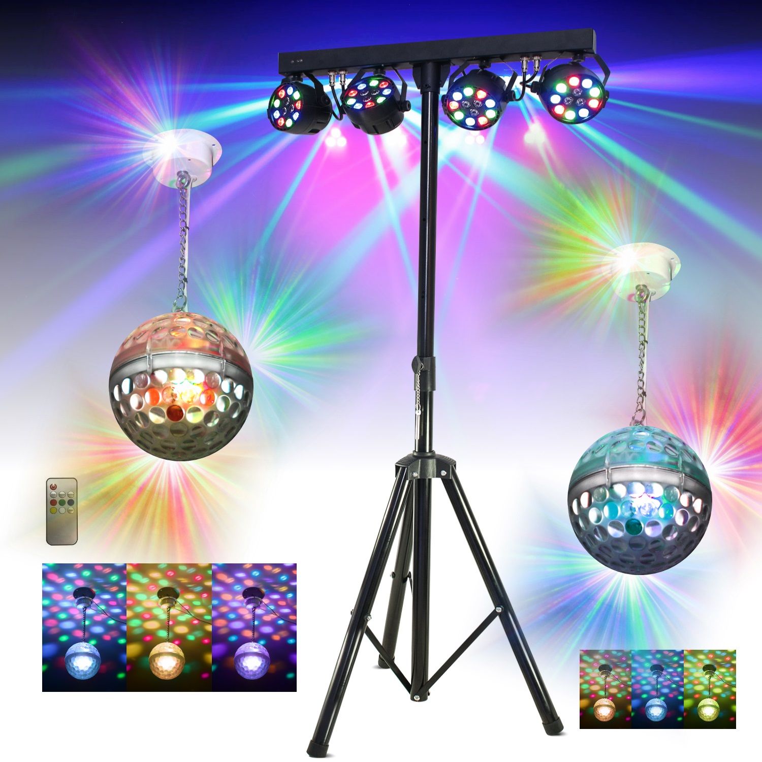 Boost DJ Light Arch with 4 PAR LED Projectors and 2 Disco Balls